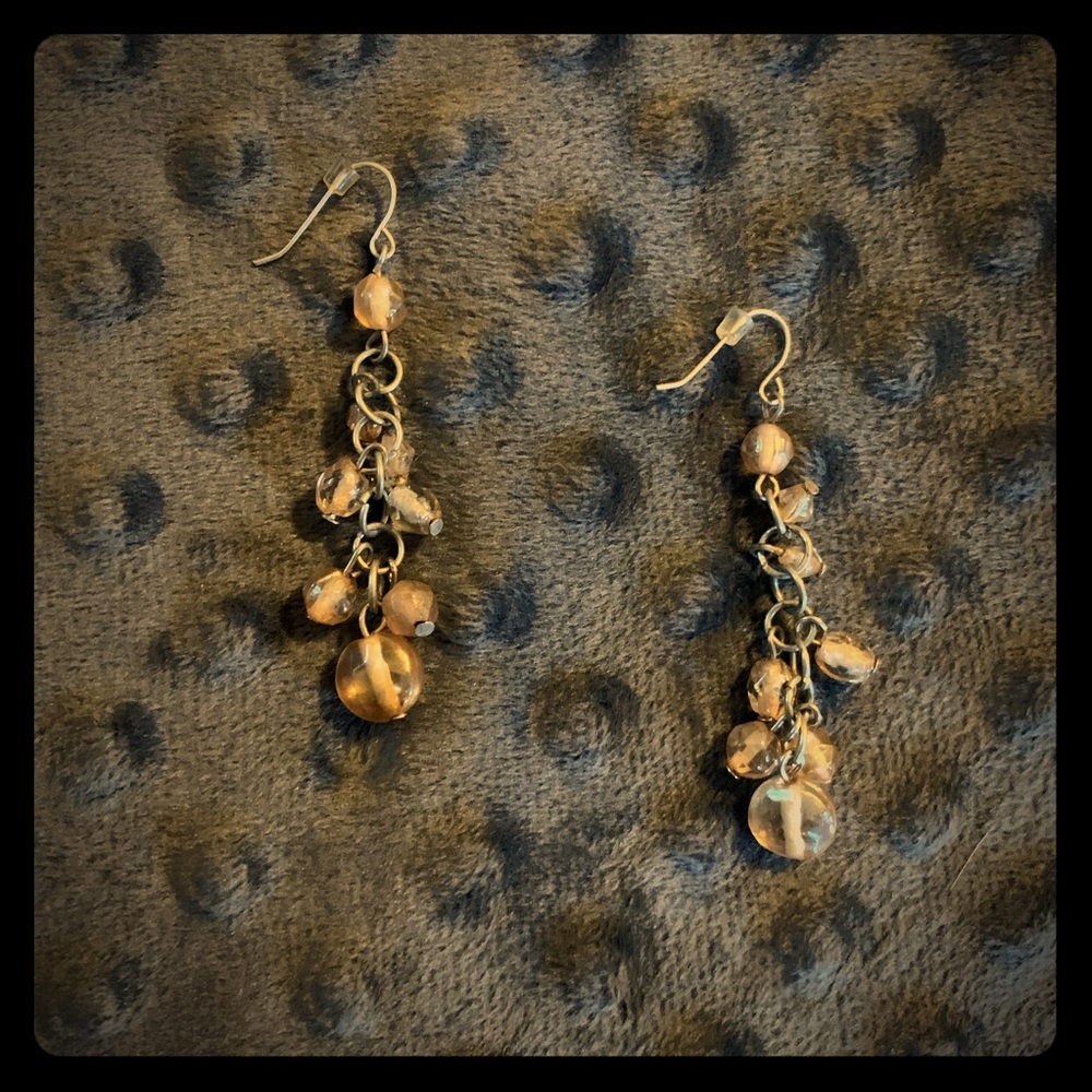 Gold Toned Beaded Drop Earrings